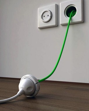 extension cord in the wall -