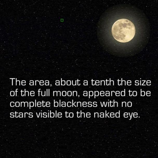 hubble telescope all from what looked like nothing - The area, about a tenth the size of the full moon, appeared to be complete blackness with no stars visible to the naked eye.
