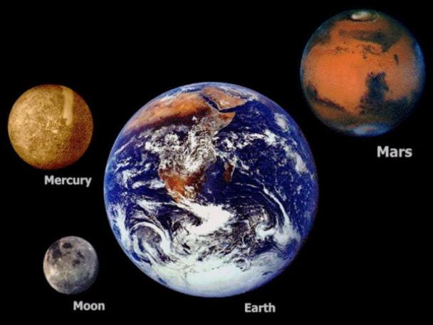 mercury vs moon size - Mars Mercury Moon Earth