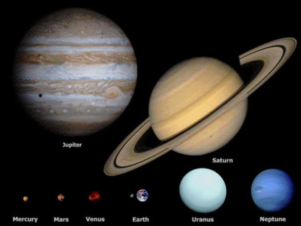 planets ranked by size - Jupiter Saturn Mercury Mars Venus Earth Uranus Neptune