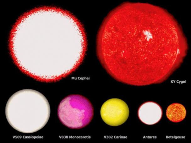 Mu Cephei Ky Cygni V509 Cassiopeiae V838 Monocerotis V382 Carinae Antares Betelgeuse