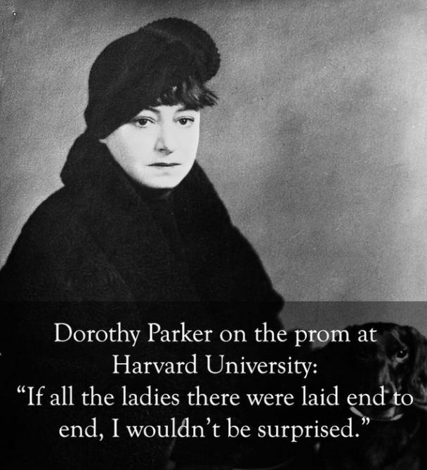 best comebacks in history - Dorothy Parker on the prom at Harvard University If all the ladies there were laid end to end, I wouldn't be surprised."