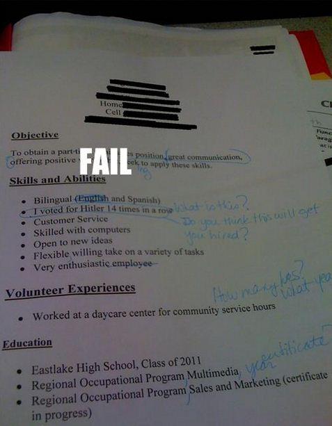 Funny resumes