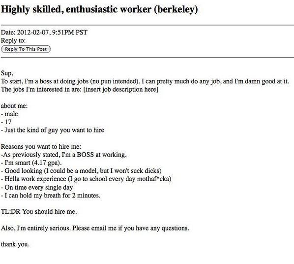 Funny resumes