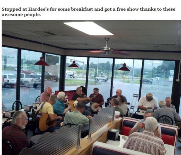 presentation - Stopped at Hardee's for some breakfast and got a free show thanks to these awesome people.