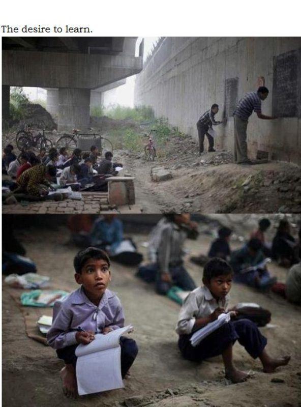 poor kids in school - The desire to learn.