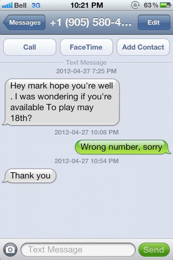 Wrong number texts