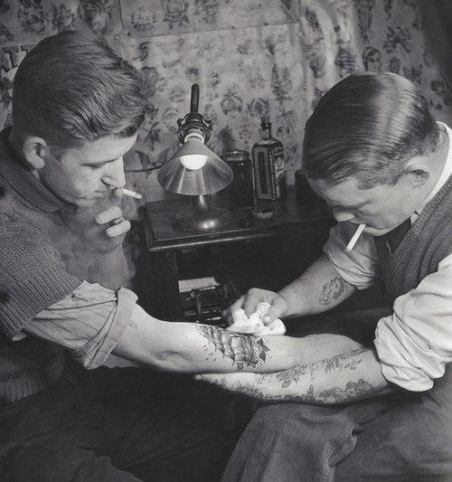 Tattoo parlor in the 1920s