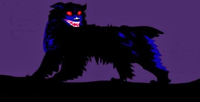 Hellhound A supernatural dog that usually has black fur, glowing eyes, a foul stench, and superior strength.