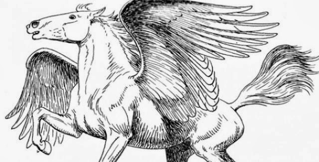 PegasusA winged horse from Greek mythology, it is said that when Poseidon cut of Medusas head, the pegasus flew out.