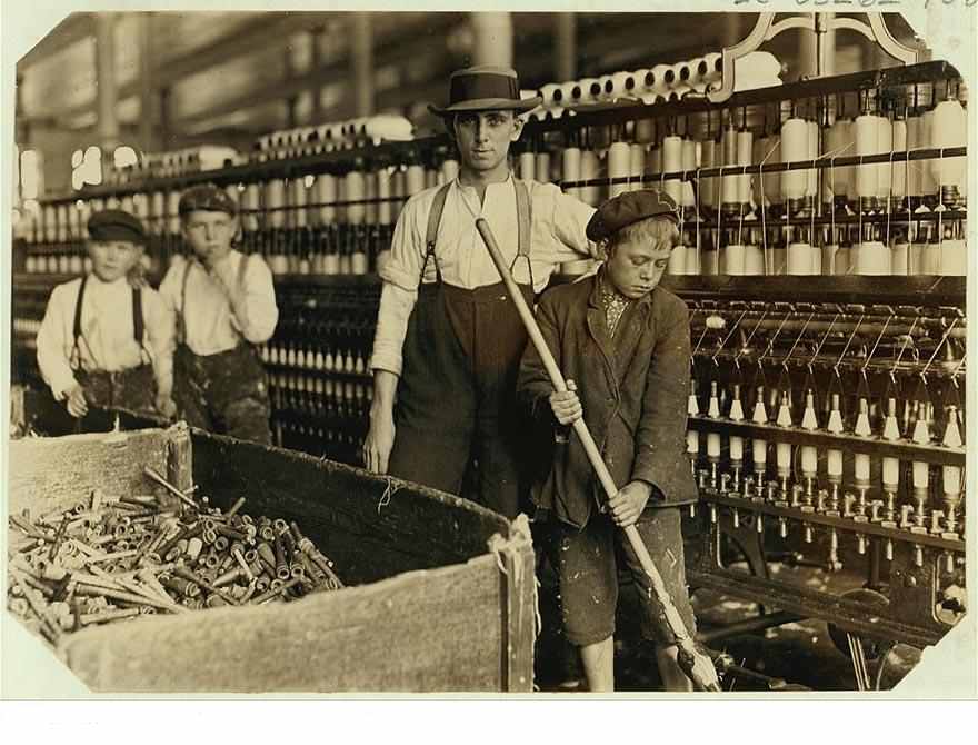 Sweeper and Doffer Boys, Lancaster Mills Cotton. S.C. Many more as small. Location: Lancaster, South Carolina.