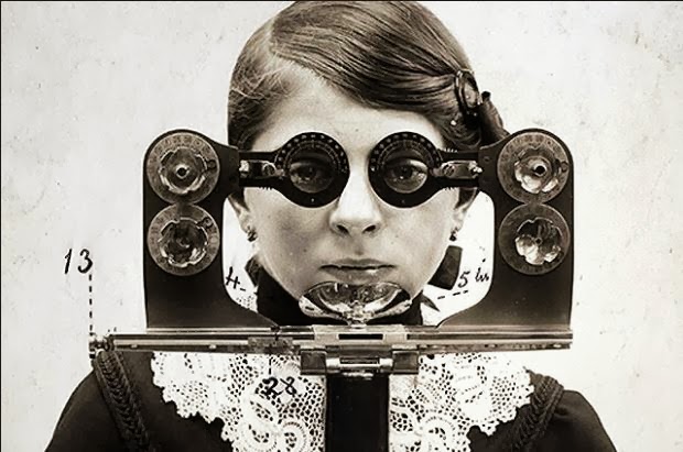 Early phoropterHere's an early version of the phoropter, a device eye doctors and opticians used to find the correct corrective lens. The circa 1895 device shown in this photo housed a variety of lenses, including ones to treat astigmatism and to evaluate other eye problems.
