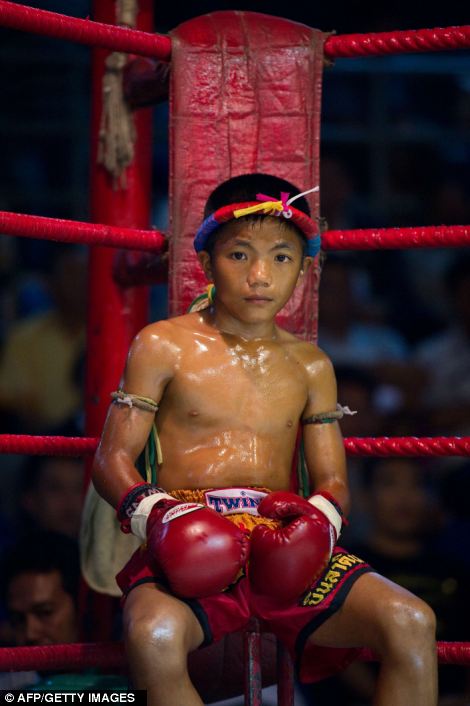 A little boy is ready to fight