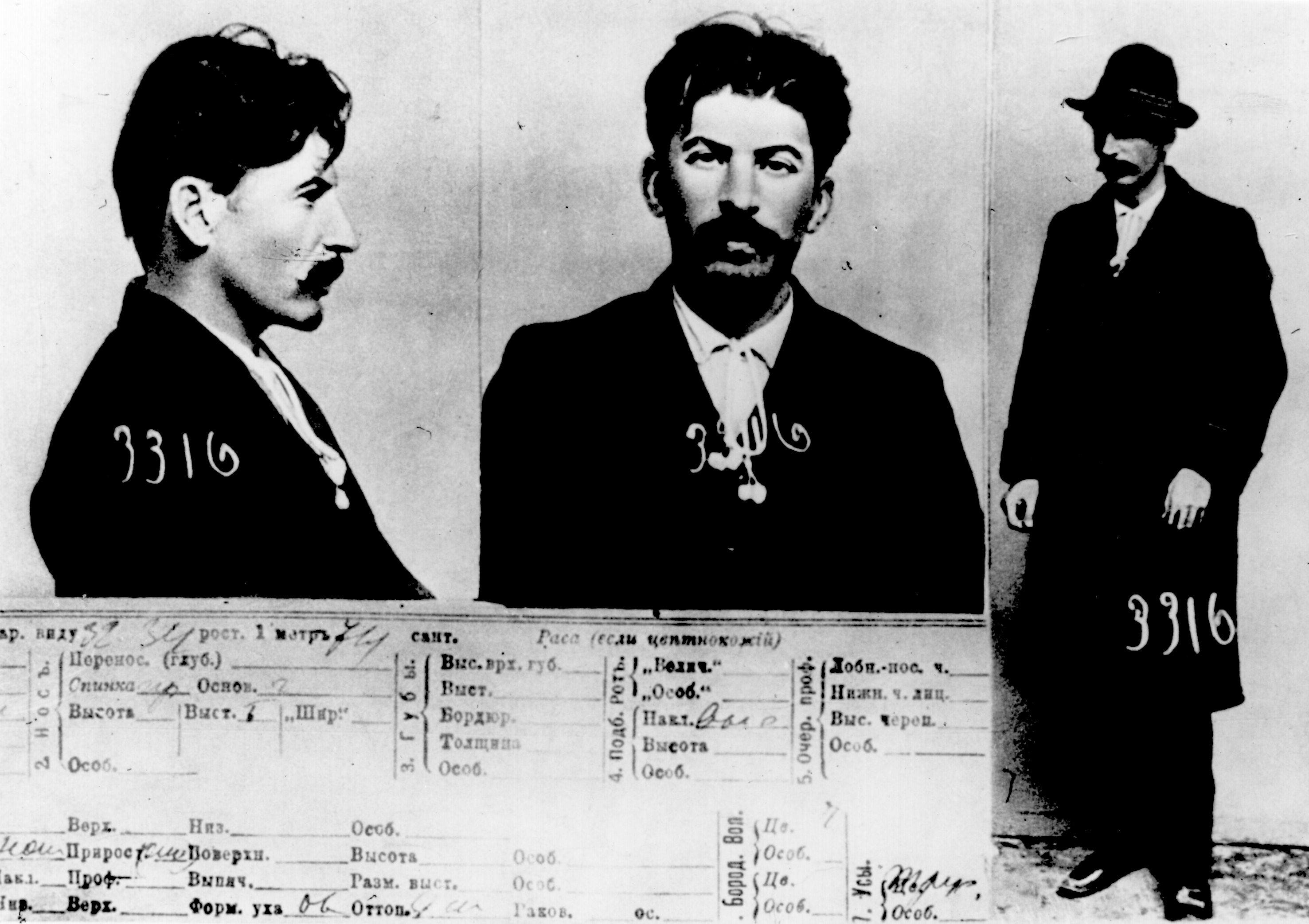 Mugshot of Joseph Stalin held by Okharna: the Tsarist Secret Police, 1911