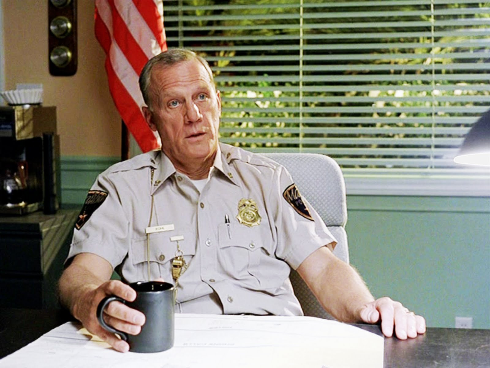 Leon Russom as the Malibu Police Chief, The Big Lebowski 1998"I don't like you sucking around, bothering our citizens, Lebowski. I don't like your jerk-off name. I don't like your jerk-off face. I don't like your jerk-off behavior, and I don't like you. Jerk-off.
