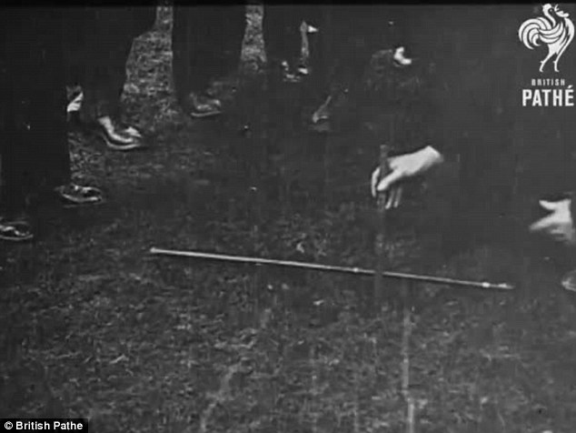 Macabre: The cameras captured witnesses measuring the depth of the hole created by the impact of the inventor's body
