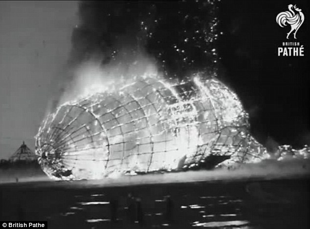 Down in flames: 35 people died when the German passenger airship caught fire at Lakehurst Naval Air Station in New Jersey
