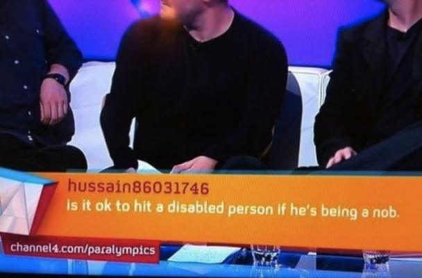video - hussain86031746 is it ok to hit a disabled person if he's being a nob. channel4.comparalympics