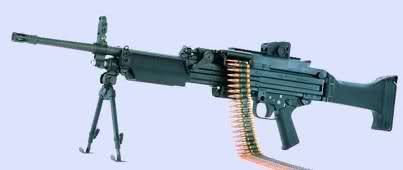 Heckler Koch HK MG4 MG 43 Machine Gun   Heckler and Koch is a German company who created this powerful gun. The gun was originally developed in the late 90s but its first display was made during 2001, it has a measurement of 5.56mm. This machine gun is so called a perfect killer.