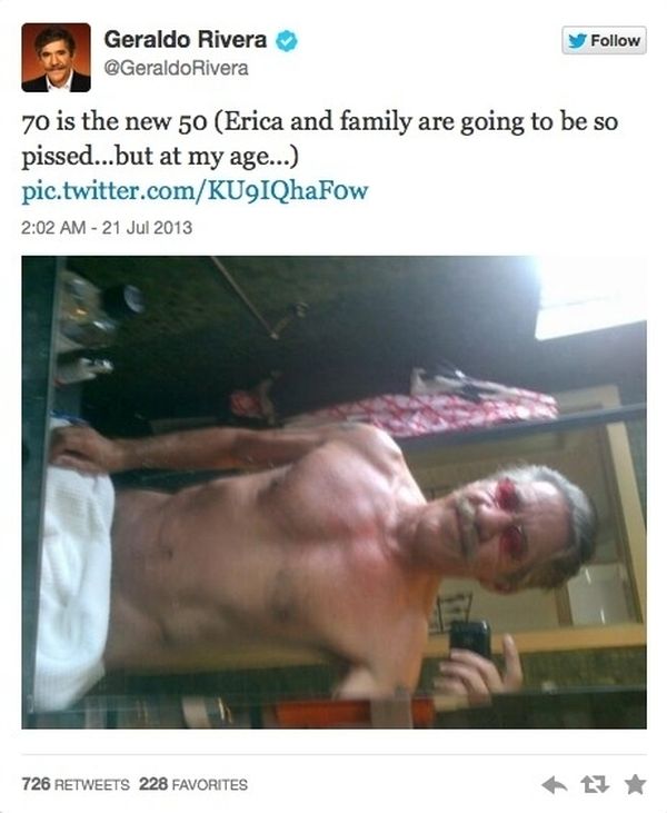 The Geraldo Rivera shirtless mirror selfie.
