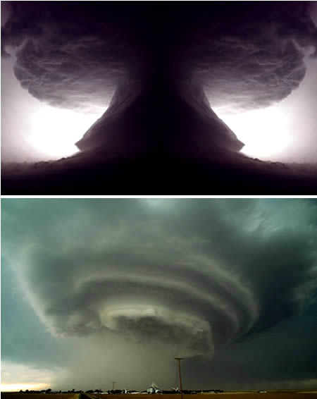 Supercells     10 Most Fascinating Natural Phenomena4282009 under Weird Science - by  Grace Murano - 399,989 views TAGS: amazing nature, natural scences, amazing nature picturesShare1.3K Tweet261 459  Share5K Aurora BorealisUndoubtedly one of the most beautiful events to occur in our world, the Aurora Borealis, also known as the Northern Lights, has both astounded and amazed people since it was first discovered. This phenomenon ocurrs when the sun gives off high-energy charged particles also called ions that travel out into space at speeds of 300 to 1200 kilometres per second. A cloud of such particles is called a plasma. The stream of plasma coming from the sun is known as the solar wind. As the solar wind interacts with the edge of the earths magnetic field, some of the particles are trapped by it and they follow the lines of magnetic force down into the ionosphere, the section of the earths atmosphere that extends from about 60 to 600 kilometers above the earths surface. When the particles collide with the gases in the ionosphere they start to glow, producing the spectacle that we know as the auroras, northern and southern.  Mammatus CloudsAlso known as mammatocumulus, meaning "bumpy clouds", they are a cellular pattern of pouches hanging underneath the base of a cloud. Composed primarily of ice, Mammatus Clouds can extend for hundreds of miles in each direction, while individual formations can remain visibly static for ten to fifteen minutes at a time. True to their ominous appearance, mammatus clouds are often harbingers of a coming storm or other extreme weather system.  Red TidesMore correctly known as an algal bloom, the so-called Red tide is a natural event in which estuarine, marine, or fresh water algae accumulate rapidly in the water column and can convert entire areas of an ocean or beach into a blood red color. This phenomena is caused by high levels of phytoplankton accumulating to form dense, visible clouds near the surface of the water. While some of these can be relatively harmless, others can be harbingers of deadly toxins that cause the deaths of fish, birds and marine mammals. In some cases, even humans have been harmed by red tides though no human exposure are known to have been fatal. While they can be fatal, the constituent phytoplankton in ride tides are not harmful in small numbers.  PenitentesThese amazing ice spikes, generally known as penitentes due to their resemblance to processions of white-hooded monks, can be found on mountain glaciers and vary in size dramatically: from a few centimetres to 5 metres in height. Initially, the suns rays cause random dimples on the surface of the snow. Once such a dimple is formed, sunlight can be reflected within the dimple, increasing the localized sublimation. As this accelerates, deep troughs are formed, leaving peaks of ice standing between them.  Sailing StonesThe mysterious moving stones of the packed-mud desert of Death Valley have been a center of scientific controversy for decades. Rocks weighing up to hundreds of pounds have been known to move up to hundreds of yards at a time. Some scientists have proposed that a combination of strong winds and surface ice account for these movements. However, this theory does not explain evidence of different rocks starting side by side and moving at different rates and in disparate directions. Moreover, the physics calculations do not fully support this theory as wind speeds of hundreds of miles per hour would be needed to move some of the stones.  SupercellsSupercell is the name given to a continuously rotating updraft deep within a severe thunderstorm a mesocyclone and looks downright scary. They are usually isolated storms, which can last for hours, and sometimes can split in two, with one storm going to the left of the wind and one to the right. They can spout huge amounts of hail, rain and wind and are often responsible for tornados, though they can also occur without tornados.
