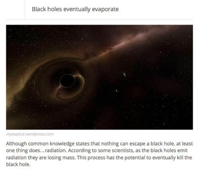 Facts about black holes