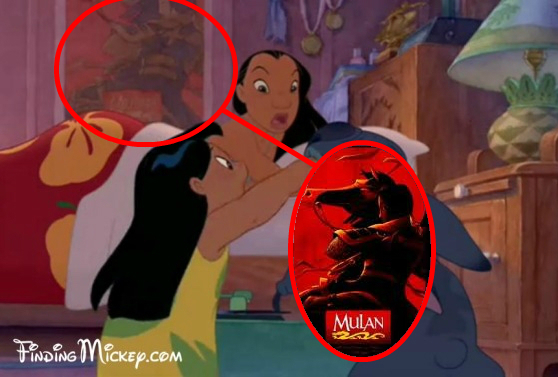 Lilo and Stitch      A poster for Mulan can be seen on the wall.