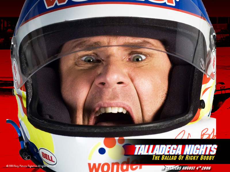 Talladega Nights: The Ballad of Ricky Bobby. This excellent 2006 film features Ferrell as a troubled NASCAR driver who loses his mojo and his wife and a bizarre footrace for victory against an arrogant French Formula One driver played by Sacha Baron Cohen.