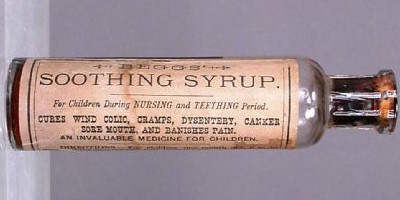 Children's Soothing Syrups:       To aide the stressed 19th-century mother, a series of "soothing syrups," lozenges and powders were created, all which were carefully formulated to ensure they were safe for use by those most vulnerable members of the family.