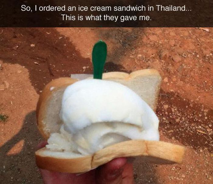 ice cream on white bread - So, I ordered an ice cream sandwich in Thailand... This is what they gave me.