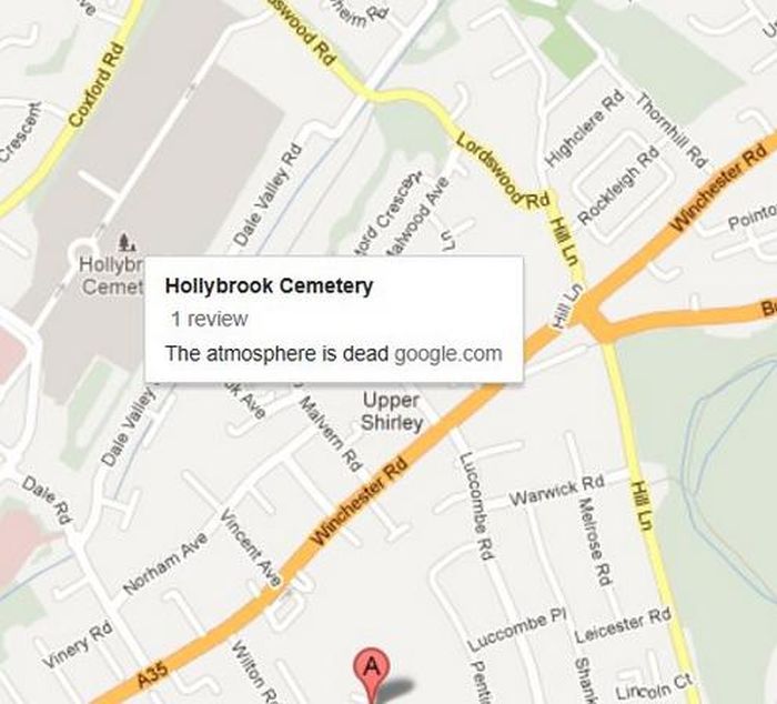 map - Wherm Il Coxford Rd Sswood Rd Crescent Lordswood Dale Valley Rd Thornhill Rd Highclere Rd & Vester Rd ford Cresce alwood Ave Rockleigh Rd 3 Pointo Hollybr Cemet Hollybrook Cemetery 1 review The atmosphere is dead google.com Dale Valley Upper Shirley