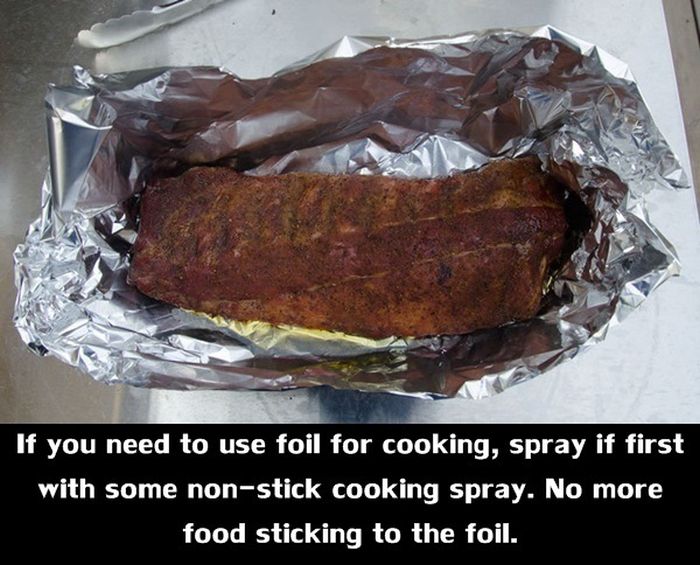 brisket - If you need to use foil for cooking, spray if first with some nonstick cooking spray. No more food sticking to the foil.