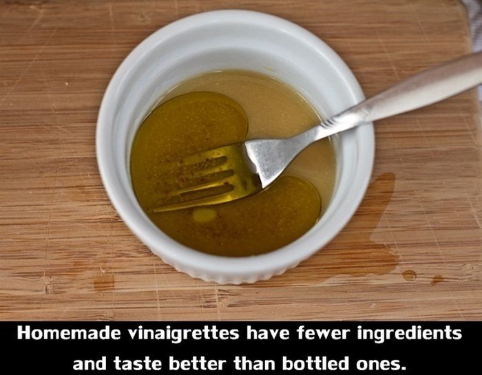 dish - Homemade vinaigrettes have fewer ingredients and taste better than bottled ones.