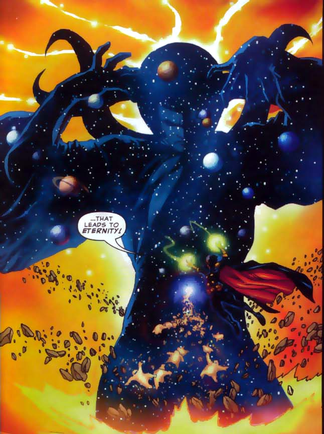 The very embodiment of time. Eternity can manipulate space, time, and reality itself as he wishes. His power is greater even than the likes of Galactus.