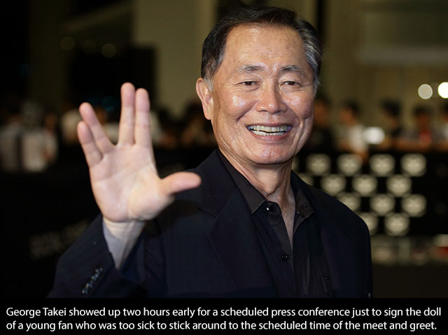 george takei in star trek - George Takei showed up two hours early for a scheduled press conference just to sign the doll of a young fan who was too sick to stick around to the scheduled time of the meet and greet.