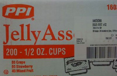 label - 160 Ppi Jelly Ass 168370710 Jelly Mist 23P Dse By 200 12 Oz. Cups 80 Grape 80 Strawberry 40 Mixed Fruit