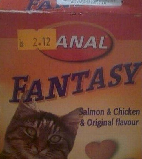badly placed stickers - L 2.12 Anal Fantasy Salmon & Chicken & Original flavour