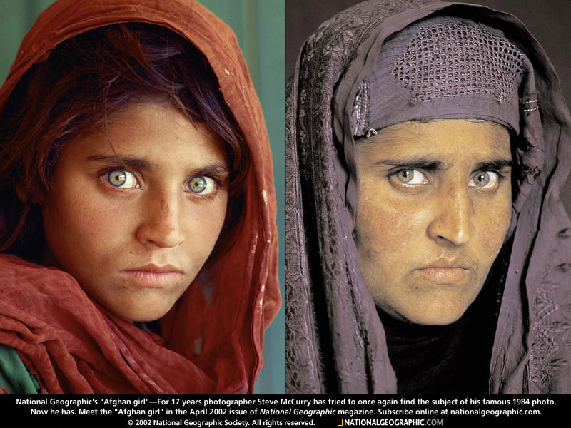 Afghan Girl Before and After, 1984 left and 2002 right