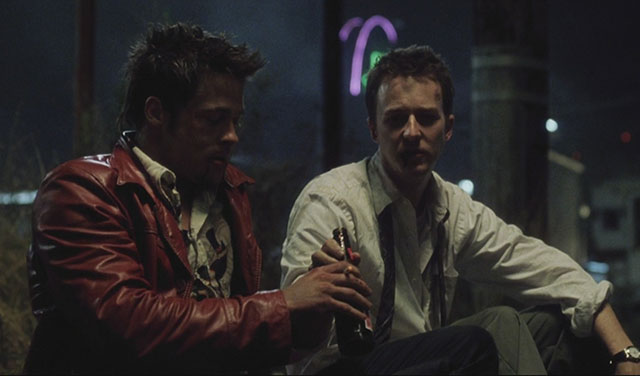 Fight Club     A ticking-time-bomb insomniac and a slippery soap salesman channel primal male aggression into a shocking new form of therapy. Their concept catches on, with underground fight clubs forming in every town, until an eccentric gets in the way and ignites an out-of-control spiral toward oblivion.