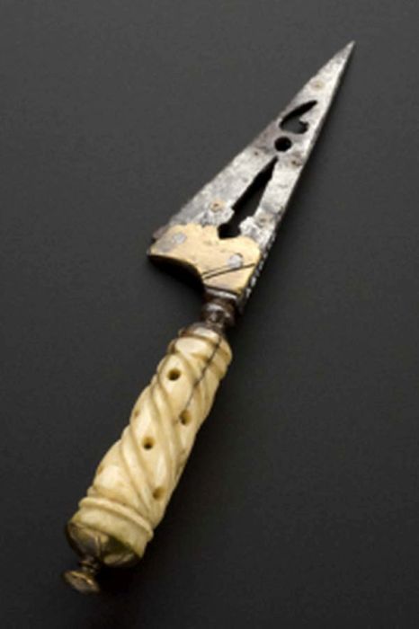 Circumcision Knife 1770s: Ritual circumcision common, but tools like this sharp European knife from the 18th century make it seem like a brutal and archaic practice.