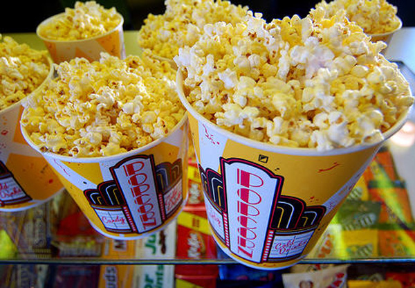 Movie Theater PopcornOn the days first showing it could just be last nights popcorn. An dust imagine the roaches and ants that have been in the popcorn machine when the lights are turned out for the evening.