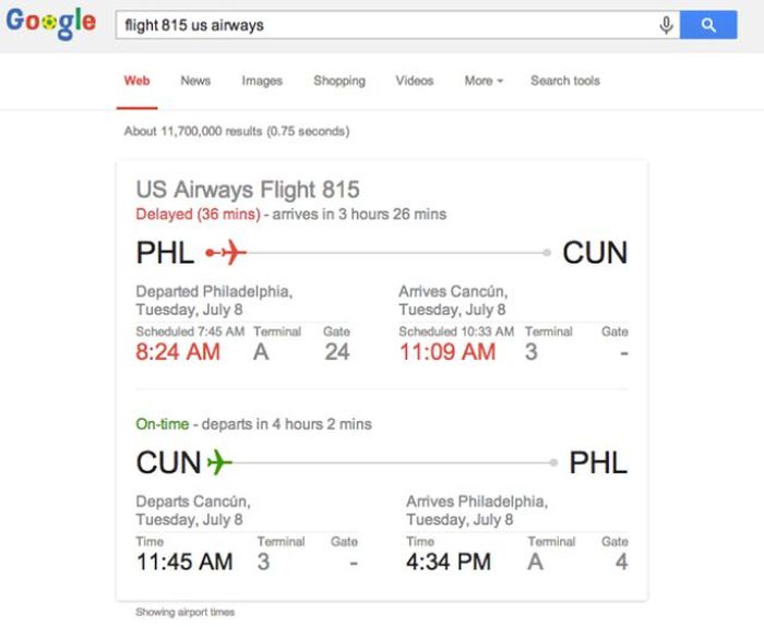You can also get quick flight schedules: