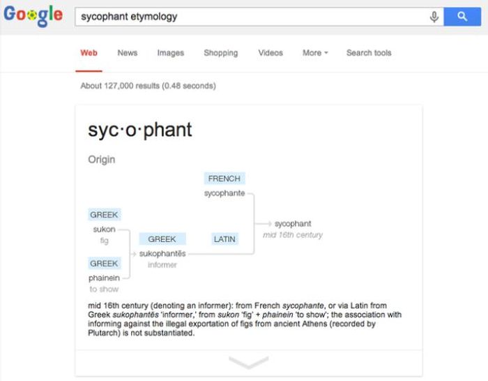 Google will also show you the etymology of certain words
