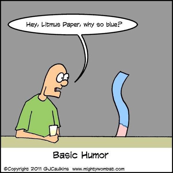 acid base joke - Hey, Litmus Paper, why so blue? Basic Humor Copyright 2011 GJCaulkins