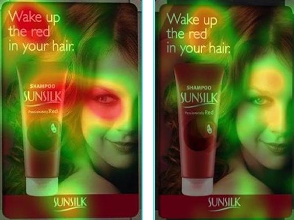 These Sunsilk ads show that just putting a pretty face on a copy isnt enough. It matters where shes looking