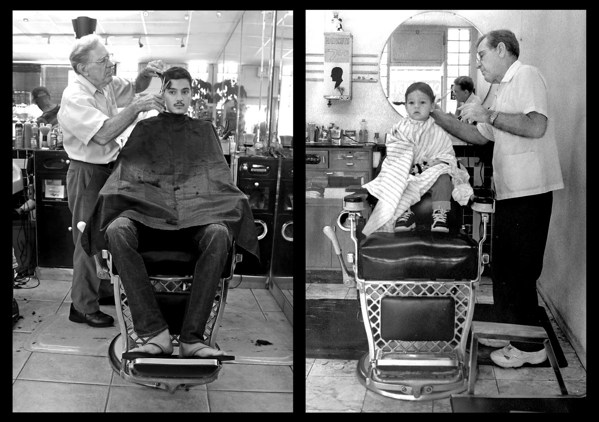 Customer loyalty. Same boy, same barber, same chair.
