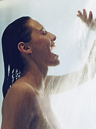 Showering for the first time after a haircut.