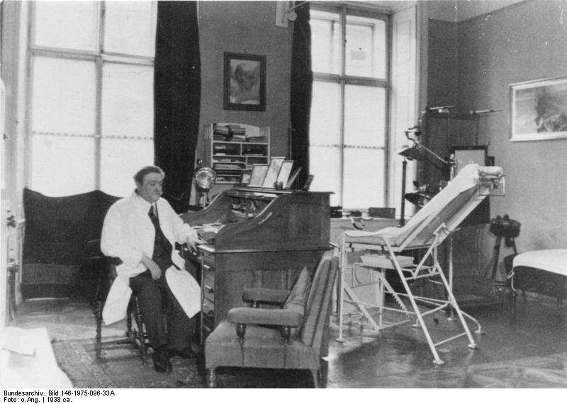 Eduard Bloch, the Jewish physician of the Hitler family in his office c. 1938. Bloch was given special protection by the Gestapo during the Anschluss, and emigrated to the United States