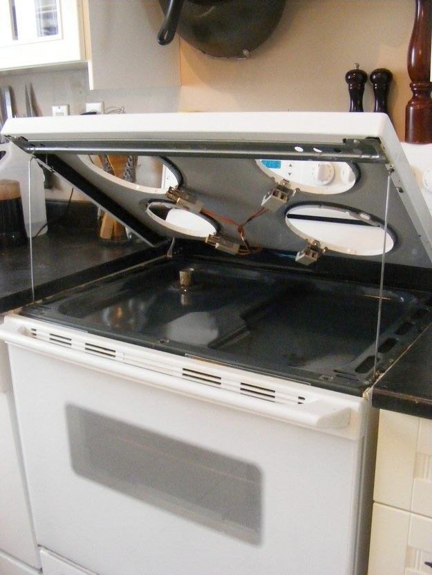 The top of most ovens lifts up for easy cleaning.  This helps prevent fires!