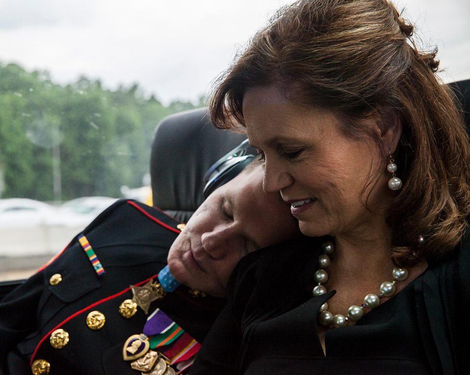 A picture of Medal of Honor recipient Kyle Carpenter with his mother. After everything hes been through, hes still her little boy.